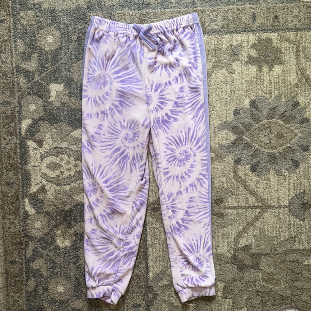 Kids Tie-Dye Joggers in Purple and White